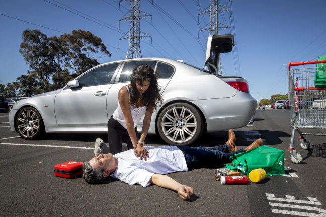 CPR on man in carpark