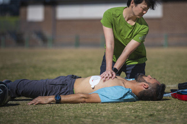 St John first aid training in outdoor field