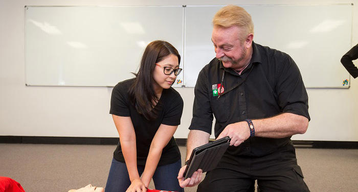 St John first aid training CPR manikin