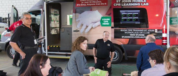 st john CPR Lab teaching the public CPR