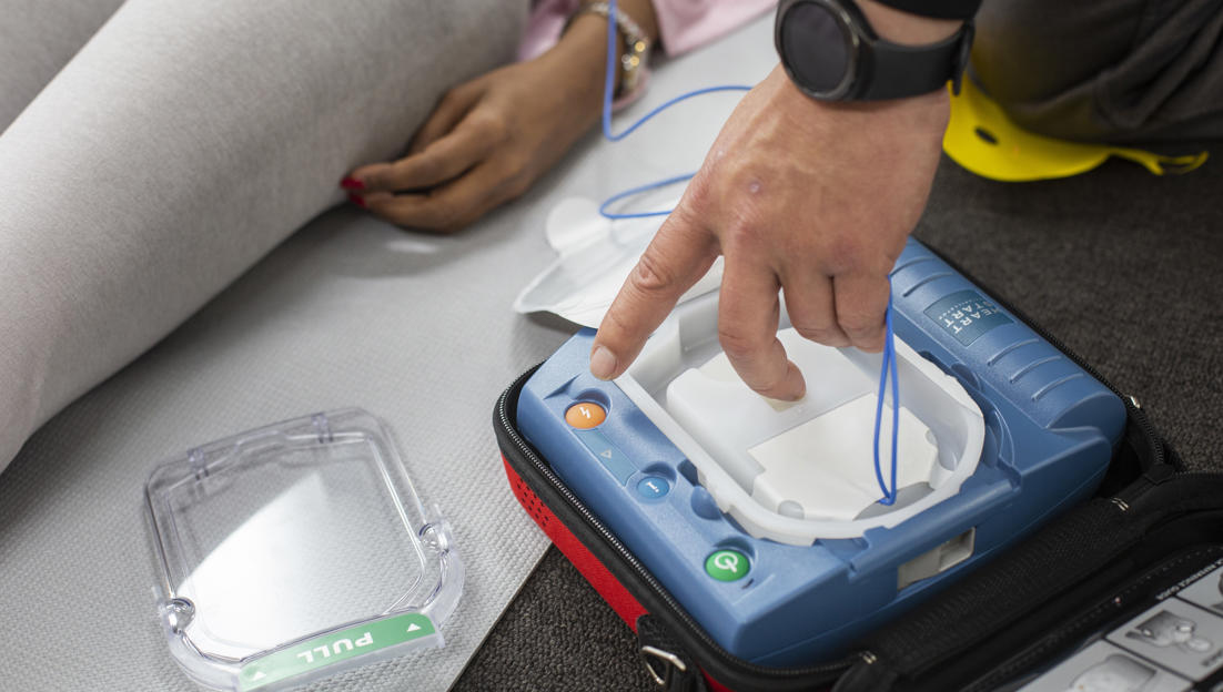 St John first aid training defibrillator