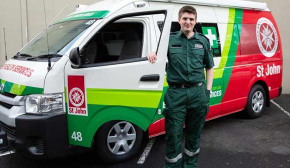 st john first aid at events volunteer with st john vehicle
