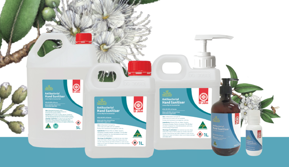 St John antibacterial hand sanitiser gel range product